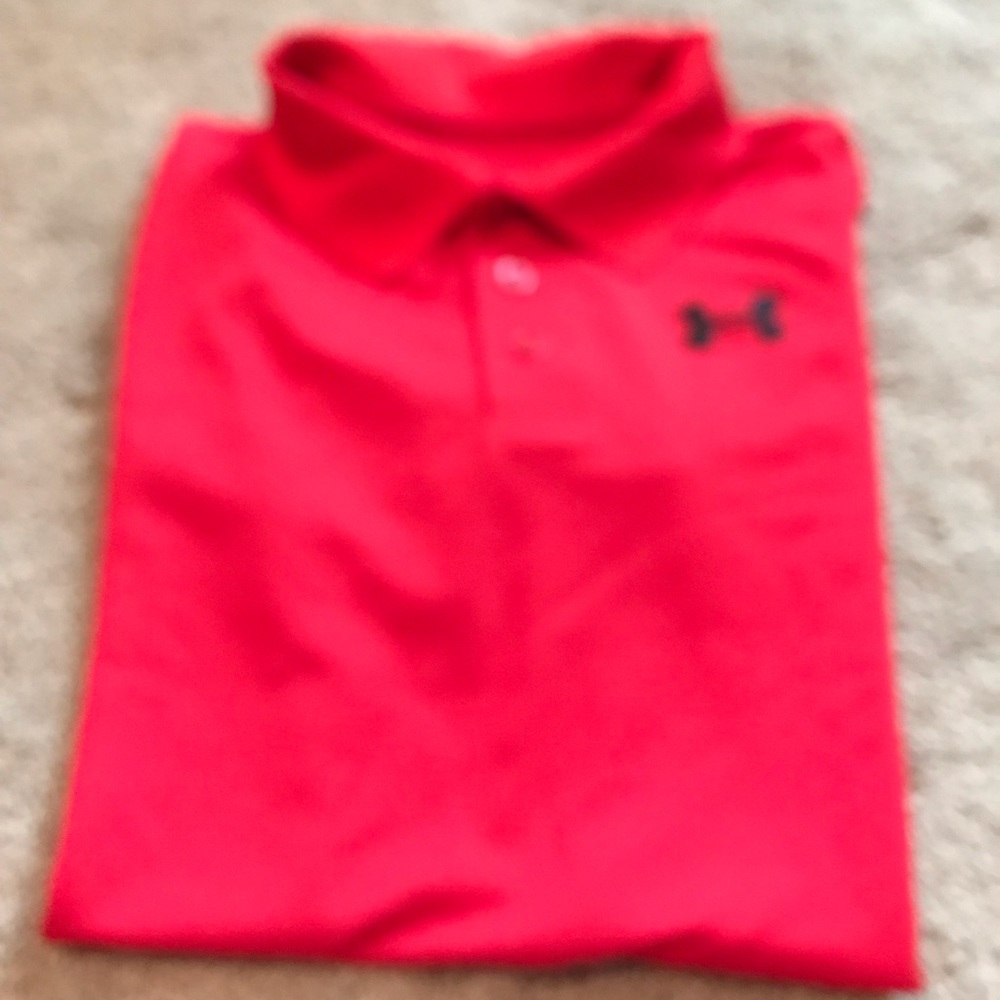 Boys Large Underarmour Red Polo Shirt